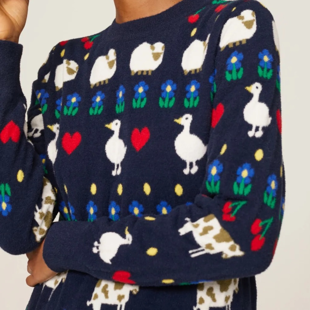 HVN Diana Duck Knit Cute Fair Aisle Sweater